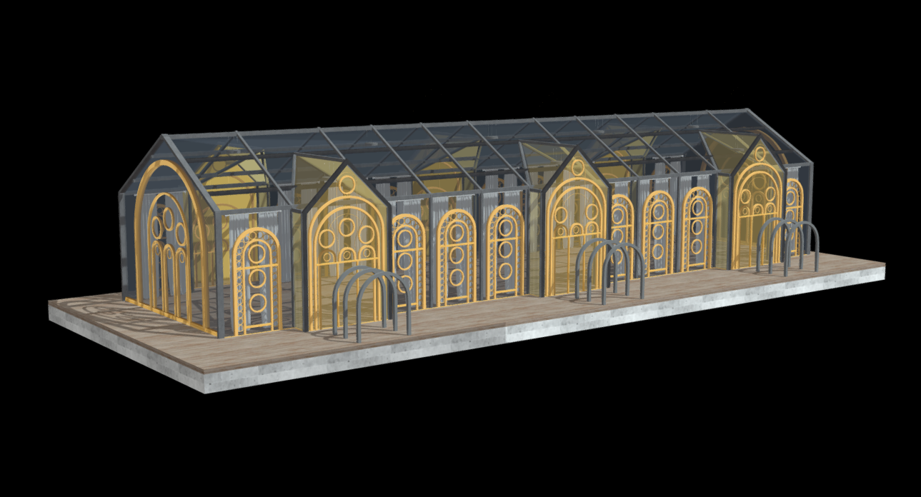 modern luxury wedding arch house building design 3d model