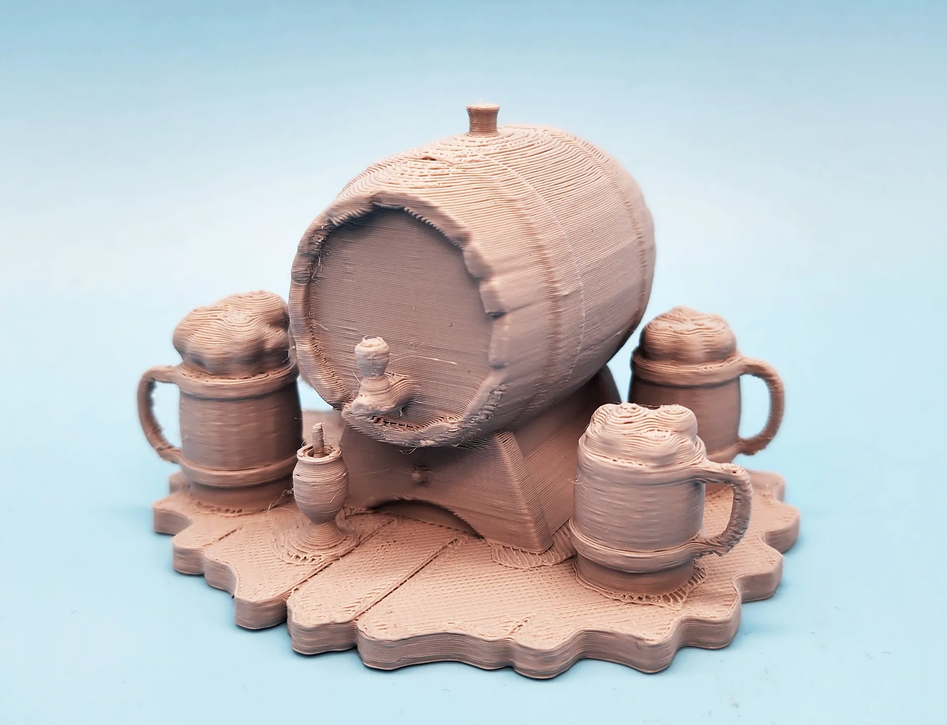 Beer Barrel with Mugs Miniature 3d model