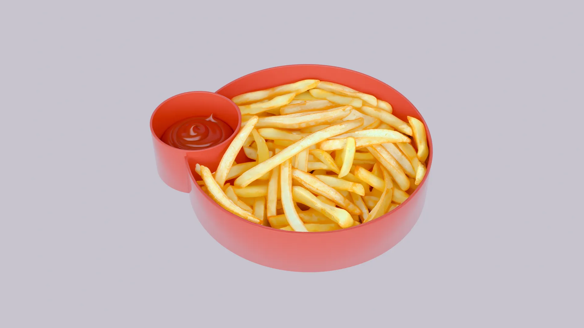 Plate for french fries and ketchup 3d model