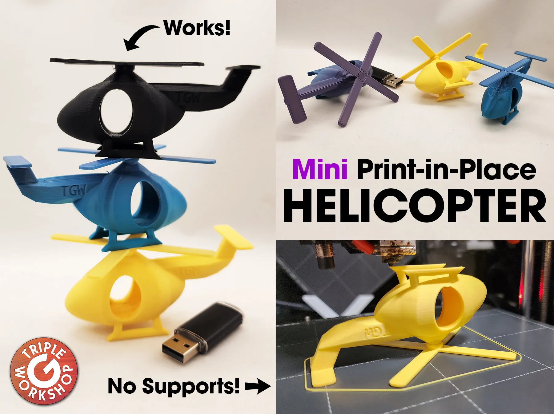 Print in Place Helicopter 3d model