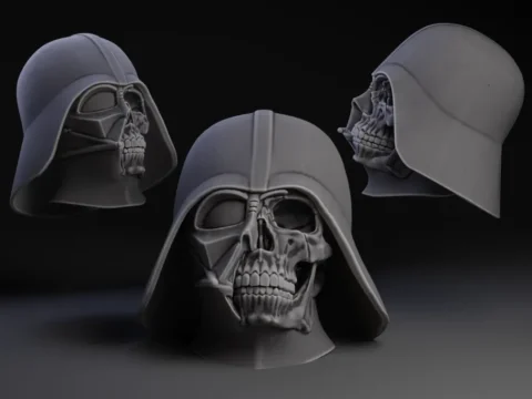 half Darth Vader half skull 3d model