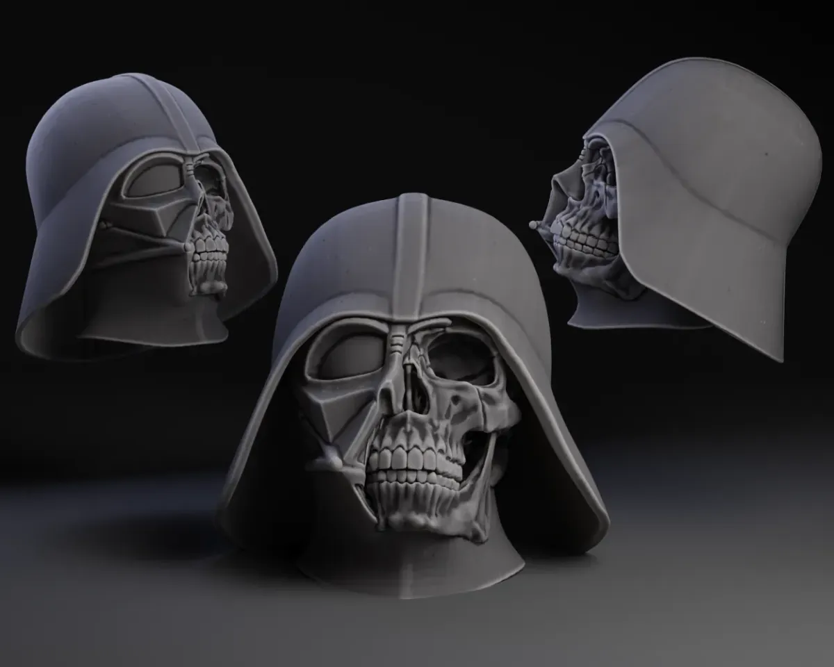 half Darth Vader half skull 3d model