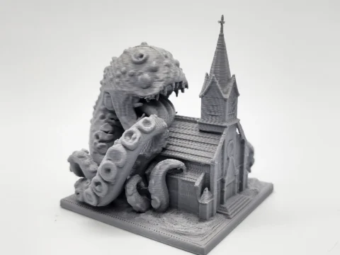 Cosmic Horror eating a Church Miniature 3d model