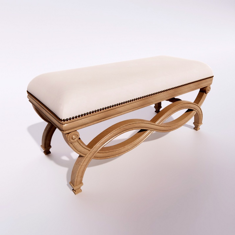 Karline Uttermost Sofa Bench Ottoman 3d model