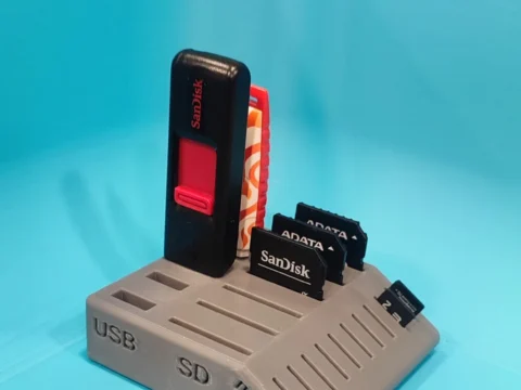 SD, microSD, and USB drive holder 3d model