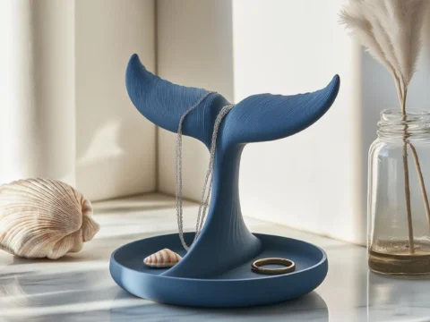Whale Tail Jewelry Holder for 3D Printable Home Decor 3d model