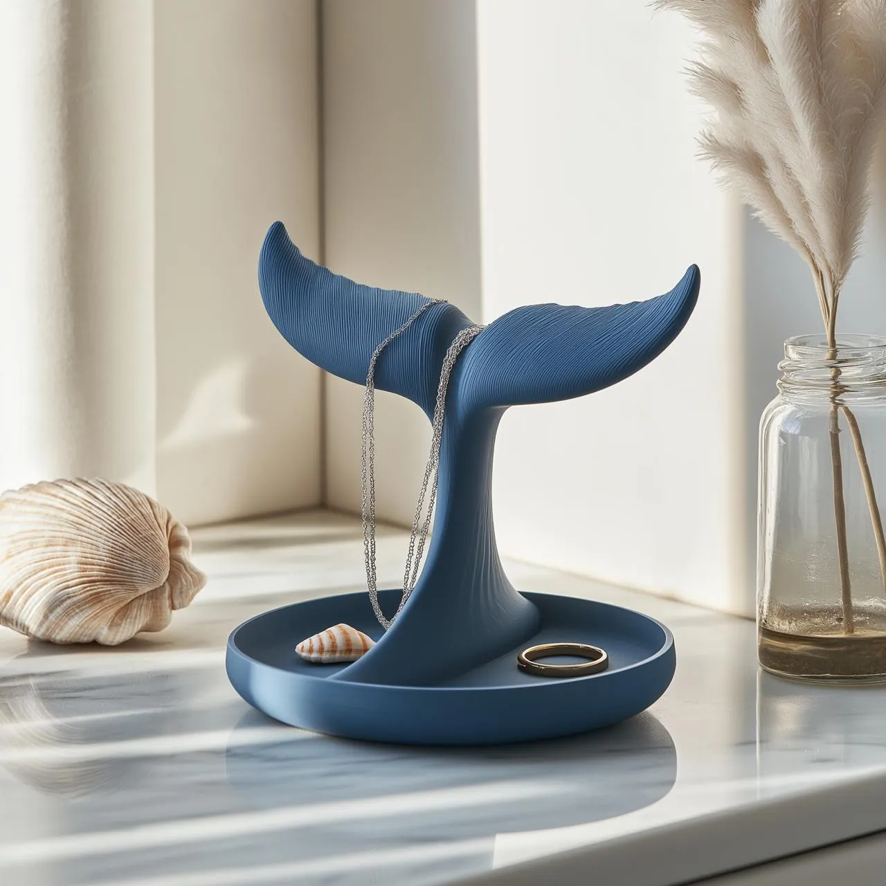 Whale Tail Jewelry Holder for 3D Printable Home Decor 3d model