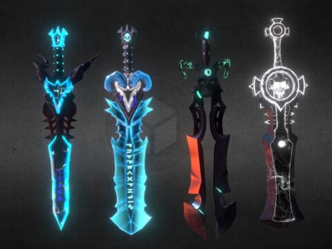 Word of Warcraft swords 3d model