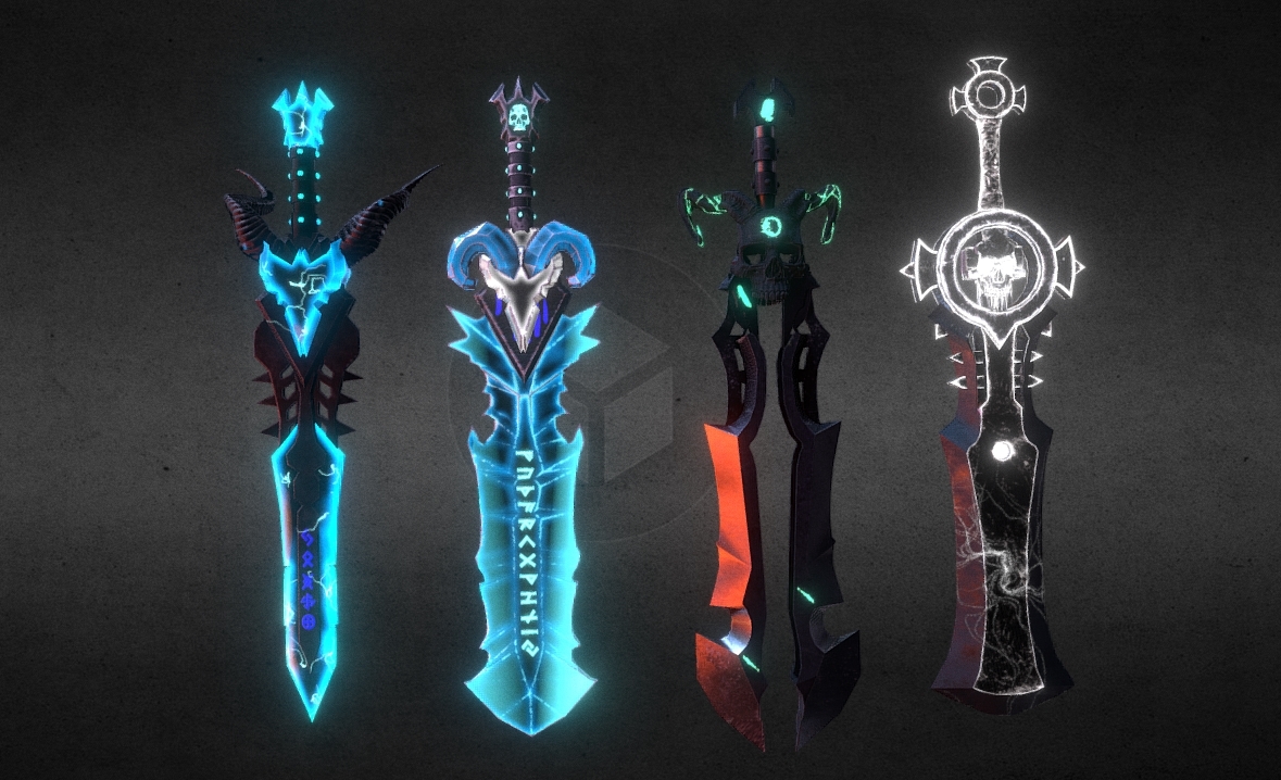 Word of Warcraft swords 3d model