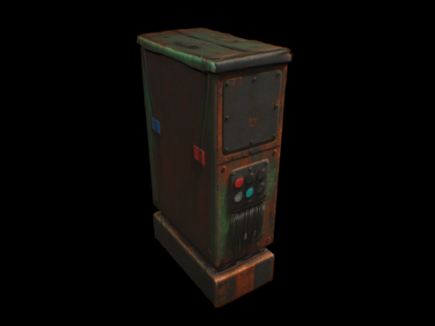 Electrical Box 02 - Green, black, rusty 3d model