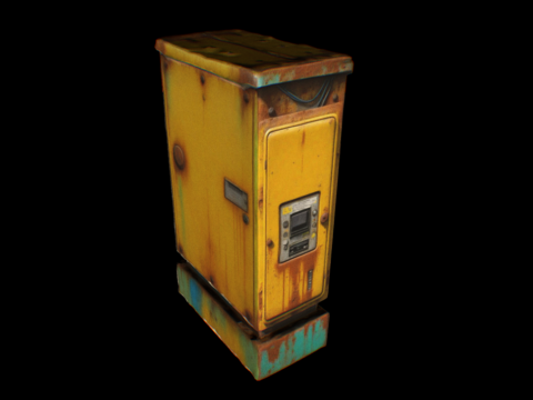 Electrical Box 02 - Yellow, blue, rusty 3d model