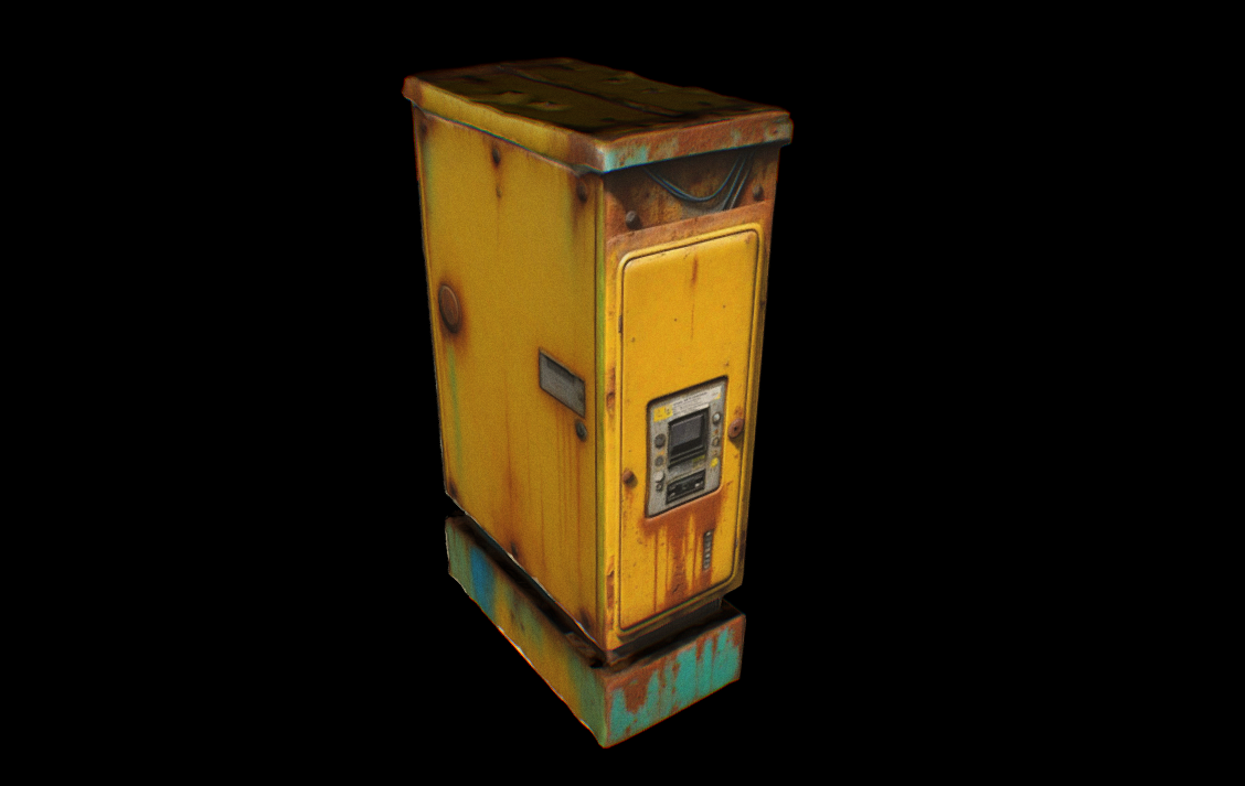 Electrical Box 02 - Yellow, blue, rusty 3d model