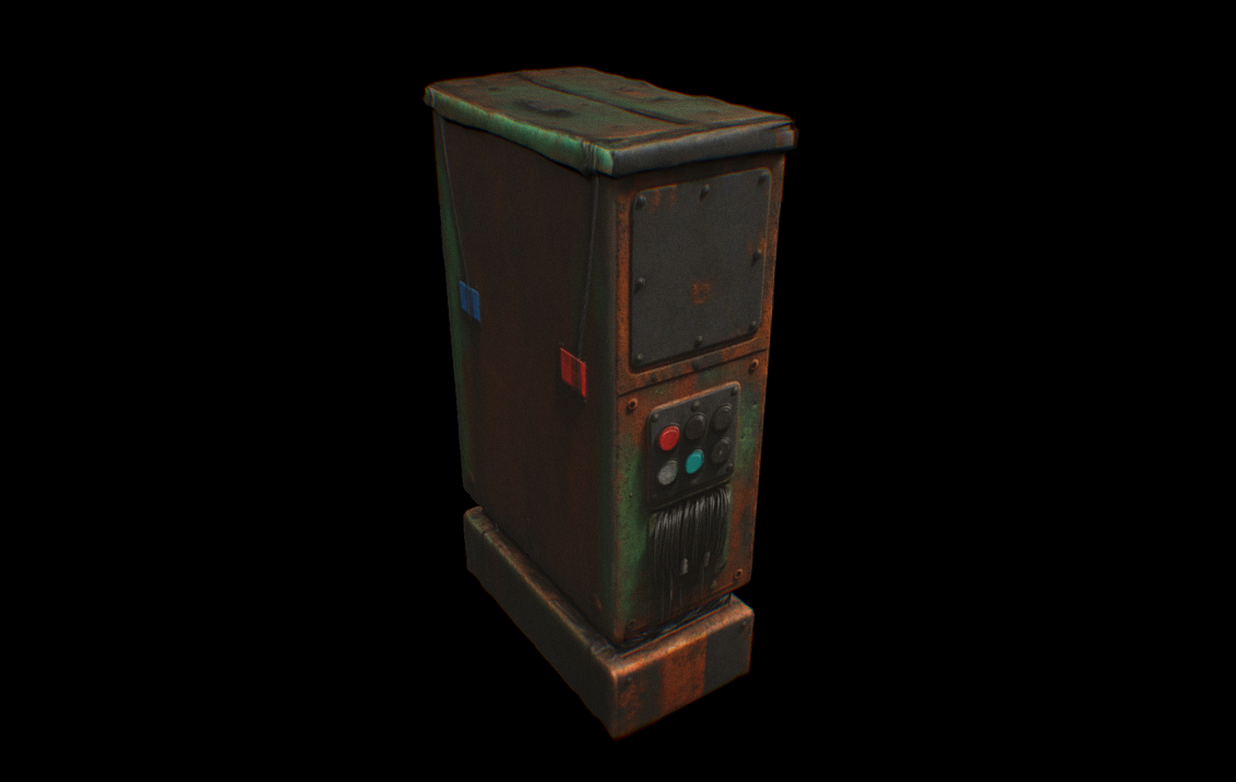 Electrical Box 02 - Green, black, rusty 3d model