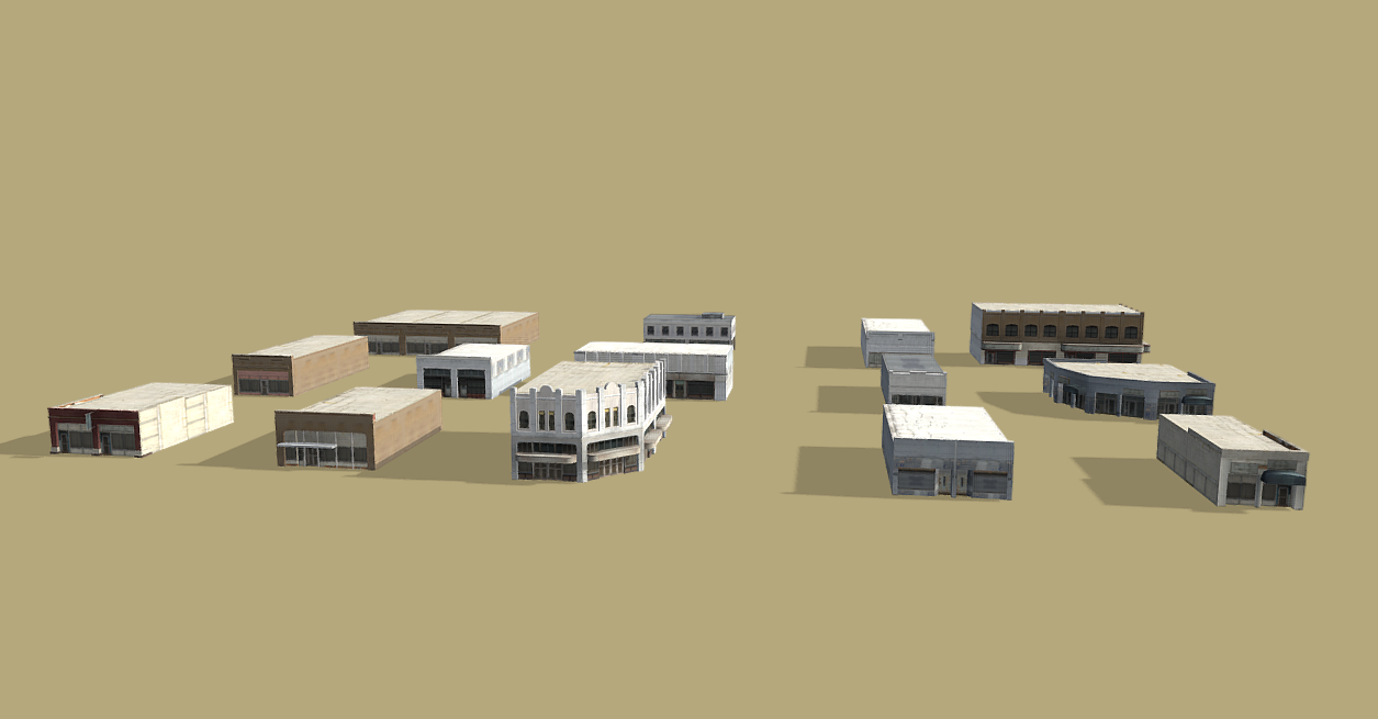 Midcity Buildings Set - Low Poly model 3d model