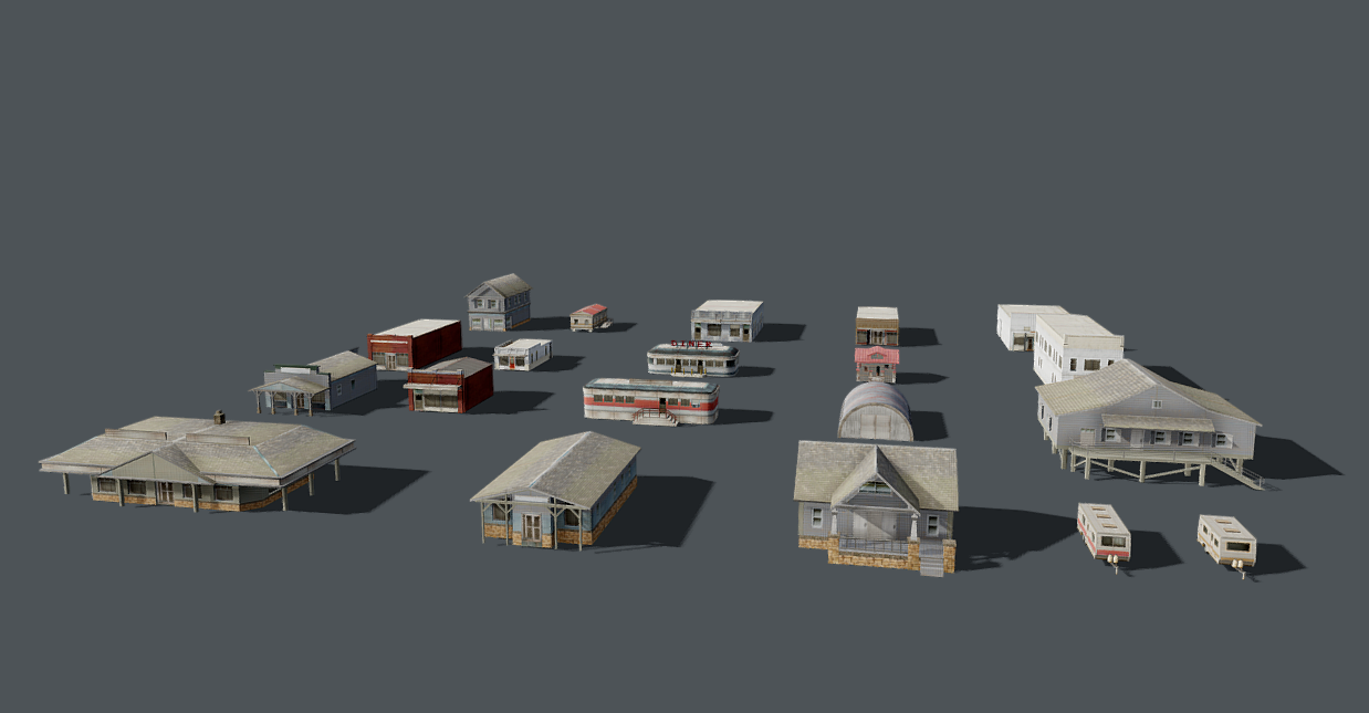 Rural Buildings Set - Low Poly models 3d model