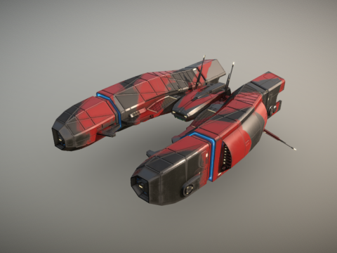 Spaceship Clipper v2 - Red Menace 3d model