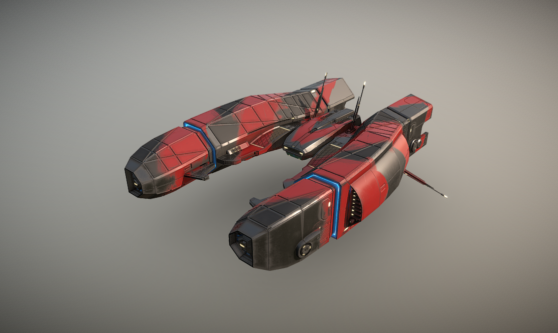Spaceship Clipper v2 - Red Menace 3d model