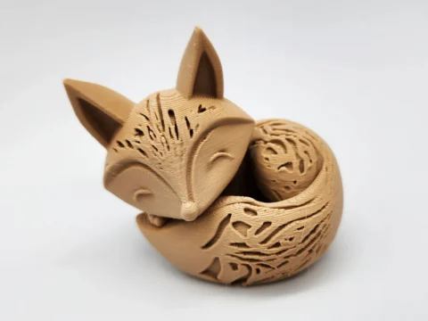 Wood-Carved Sleeping Fox 3d model