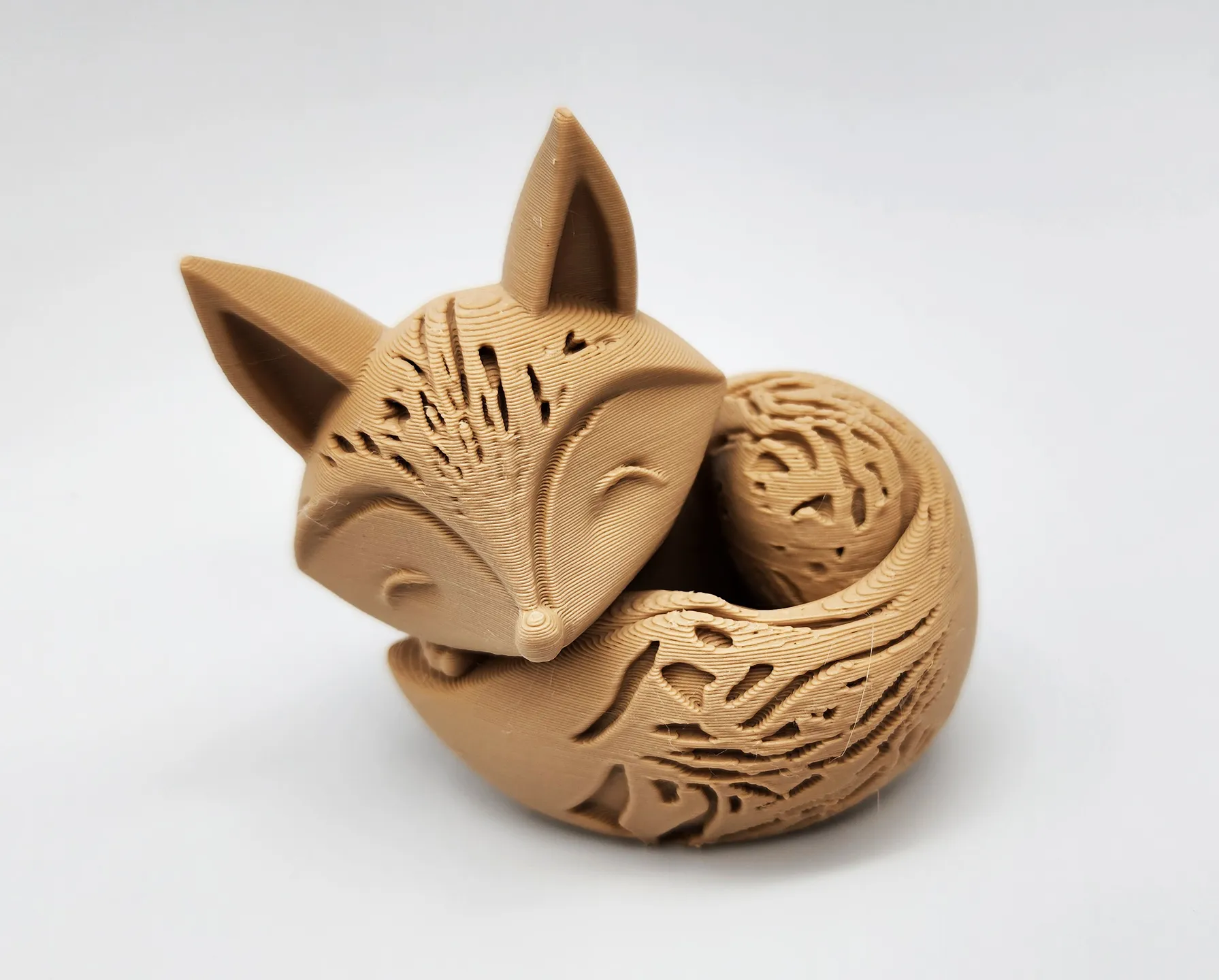 Wood-Carved Sleeping Fox 3d model