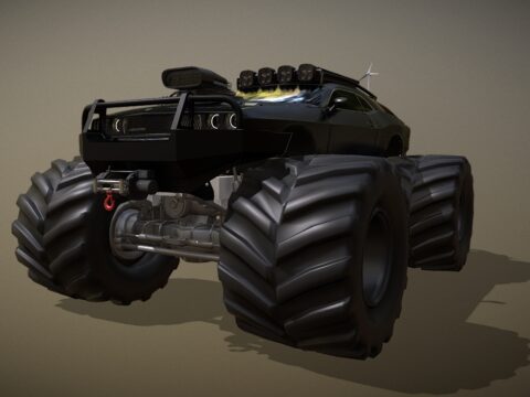 dodge challenger modified truck 3d model