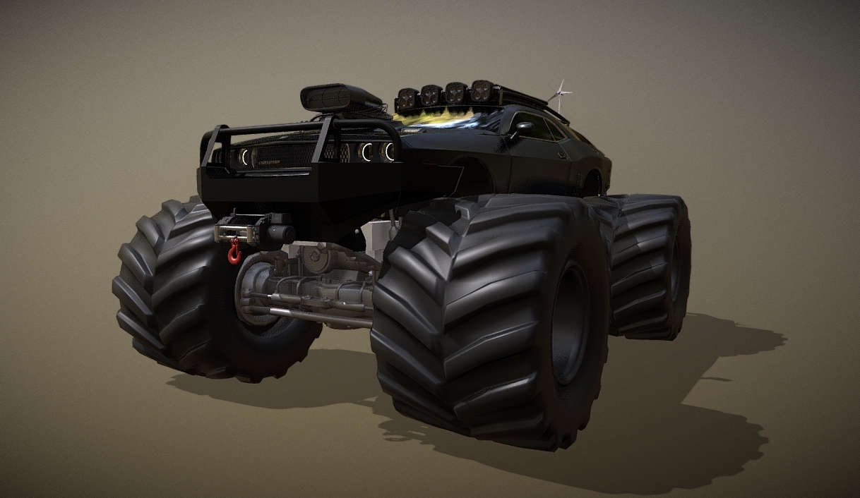 dodge challenger modified truck 3d model