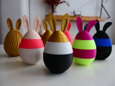 Easter Egg Twist Container – Bunny Ears Add-On (Plain + Ribbed) 3d model