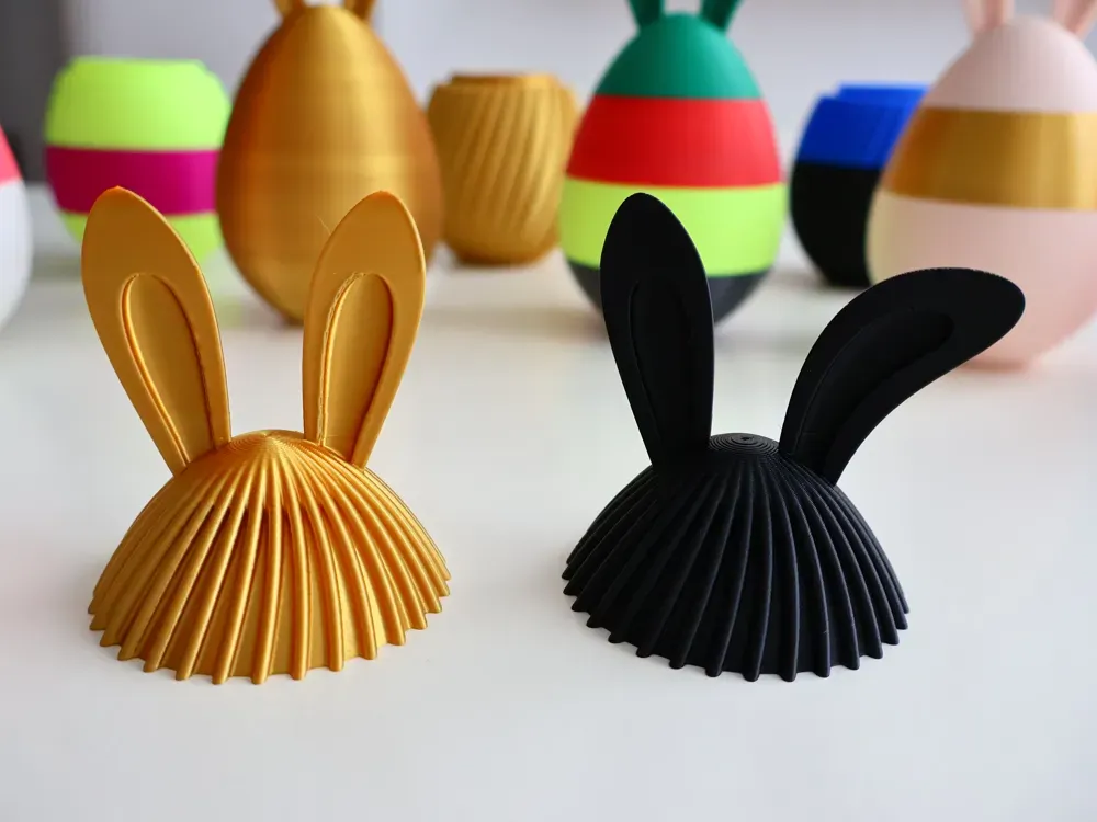 Easter Egg Twist Container – Bunny Ears Add-On (Plain + Ribbed) 3d model
