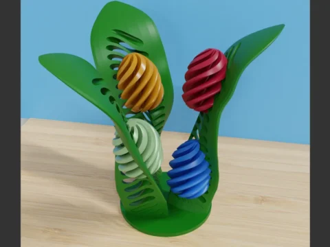 Easter Flower with Eggs 3d model