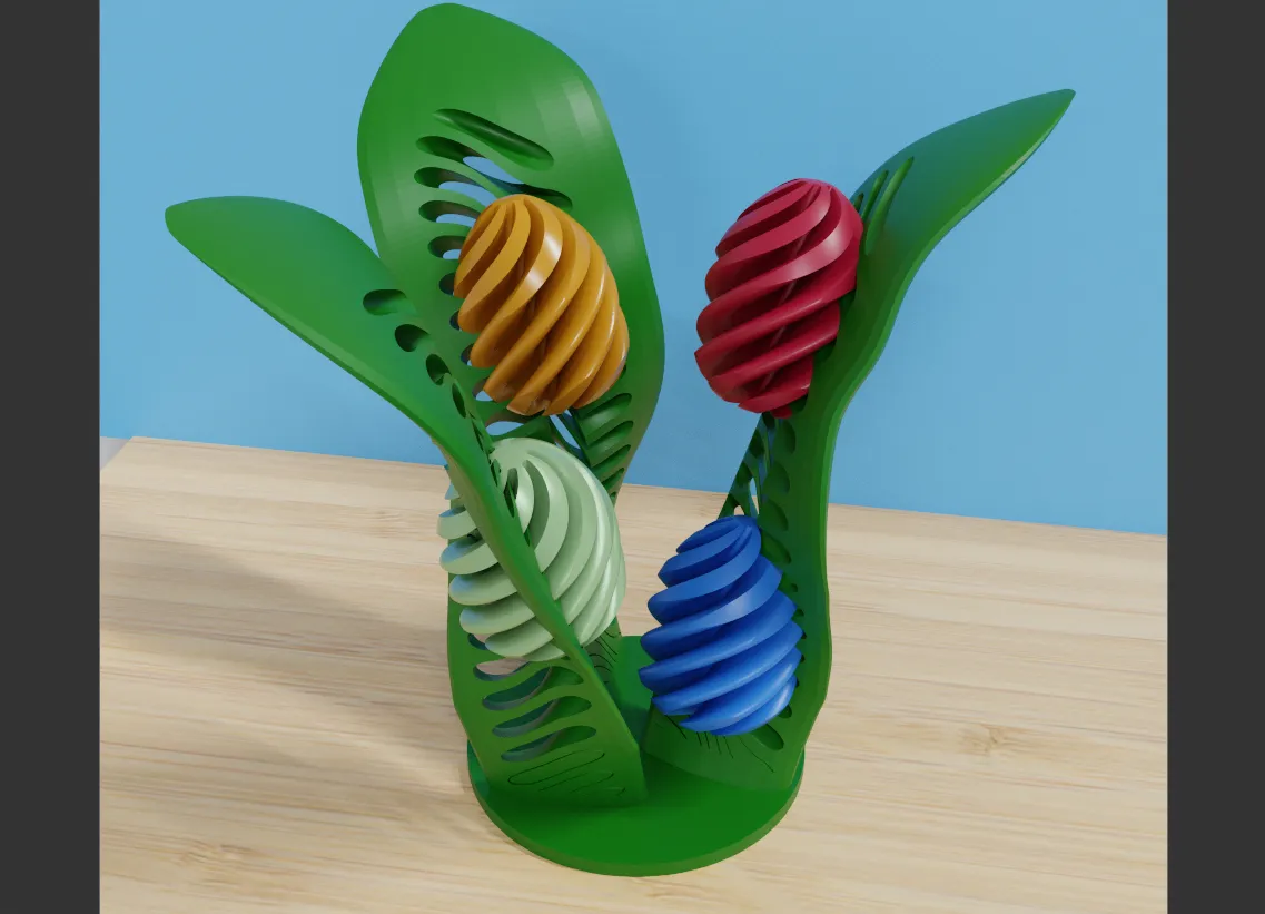 Easter Flower with Eggs 3d model