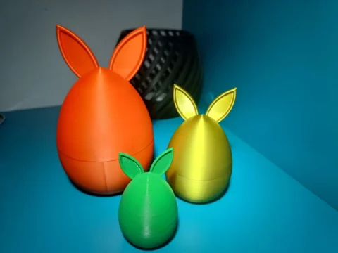 Easter egg candy container with bunny ears 3d model
