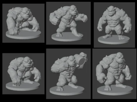 Giant Ape / Ogre #4 - 50mm (DND / TTRPG) 3d model