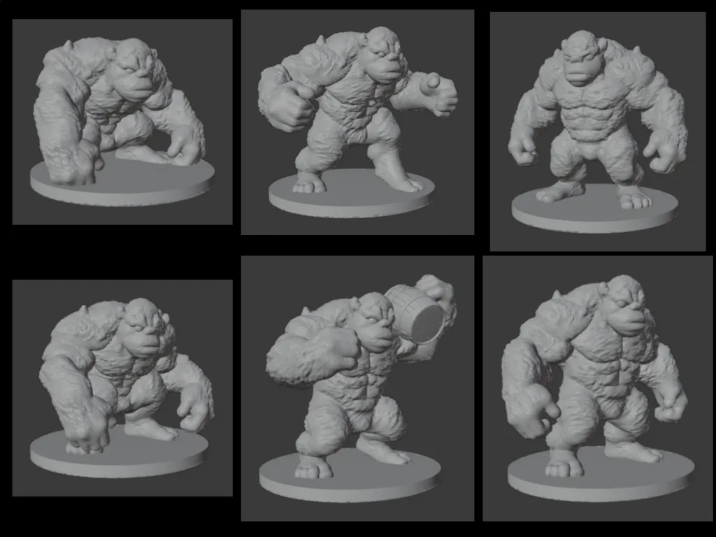 Giant Ape / Ogre #4 - 50mm (DND / TTRPG) 3d model
