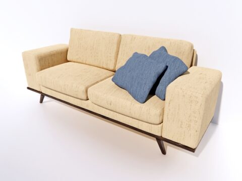 Sofa with Pillows & Blanket 3d model