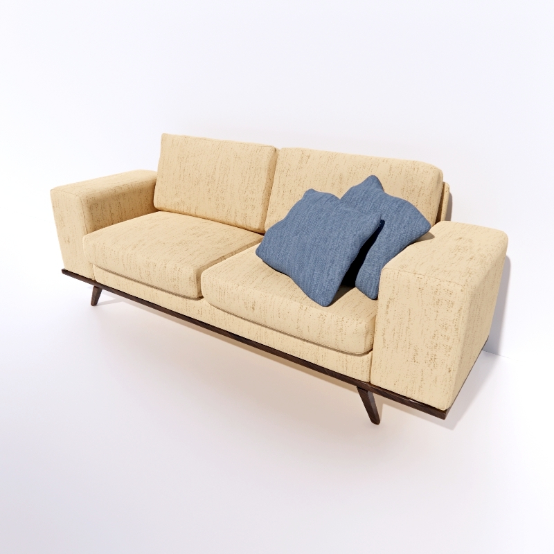 Sofa with Pillows & Blanket 3d model
