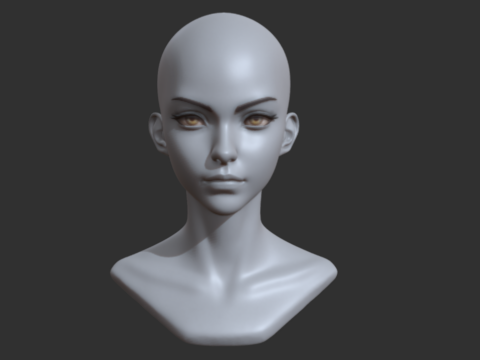 Stylized Anime Female Head 3d model