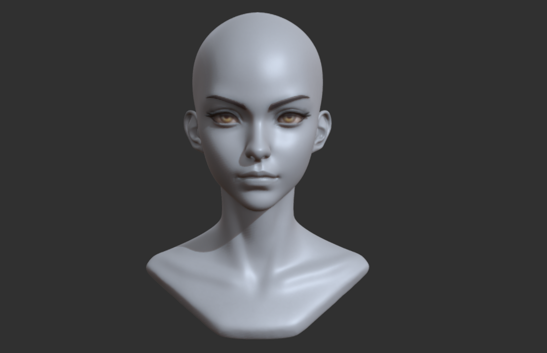 Stylized Anime Female Head 3d model