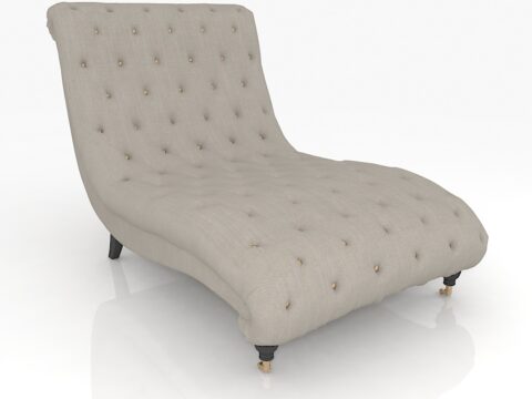 Tufted Silver Chaise Sofa 3d model
