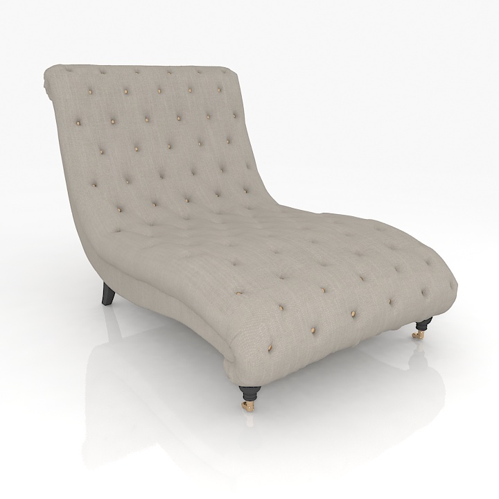 Tufted Silver Chaise Sofa 3d model