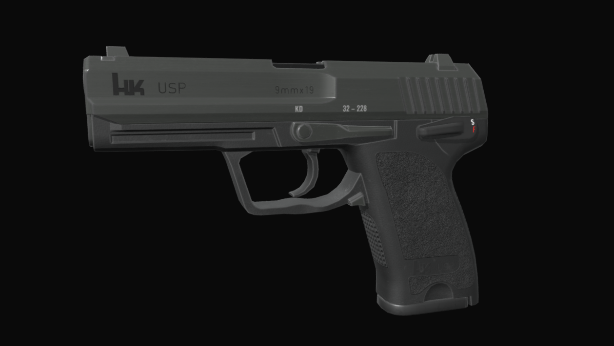 H&K USP 9mm Pistol 3d model