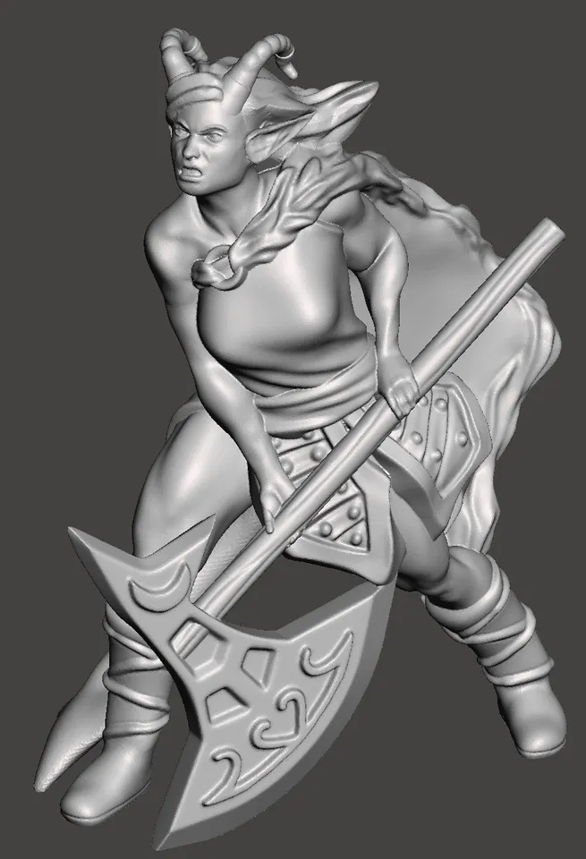 Teirale's Barbarian Female as a Tiefling 3d model