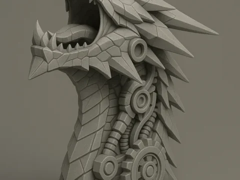 Dragon Mecha Head 3d model