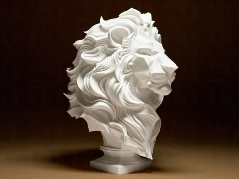 Elegant Lion Sculpture 3d model