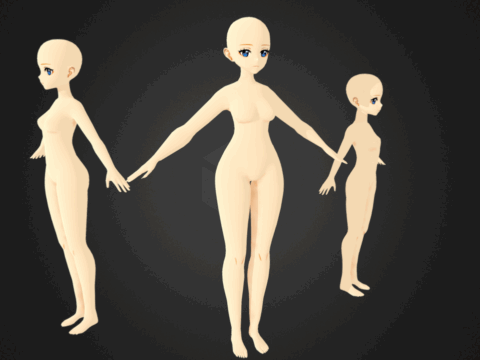 Genshin Style Anime Female Base Mesh For Blender 3d model