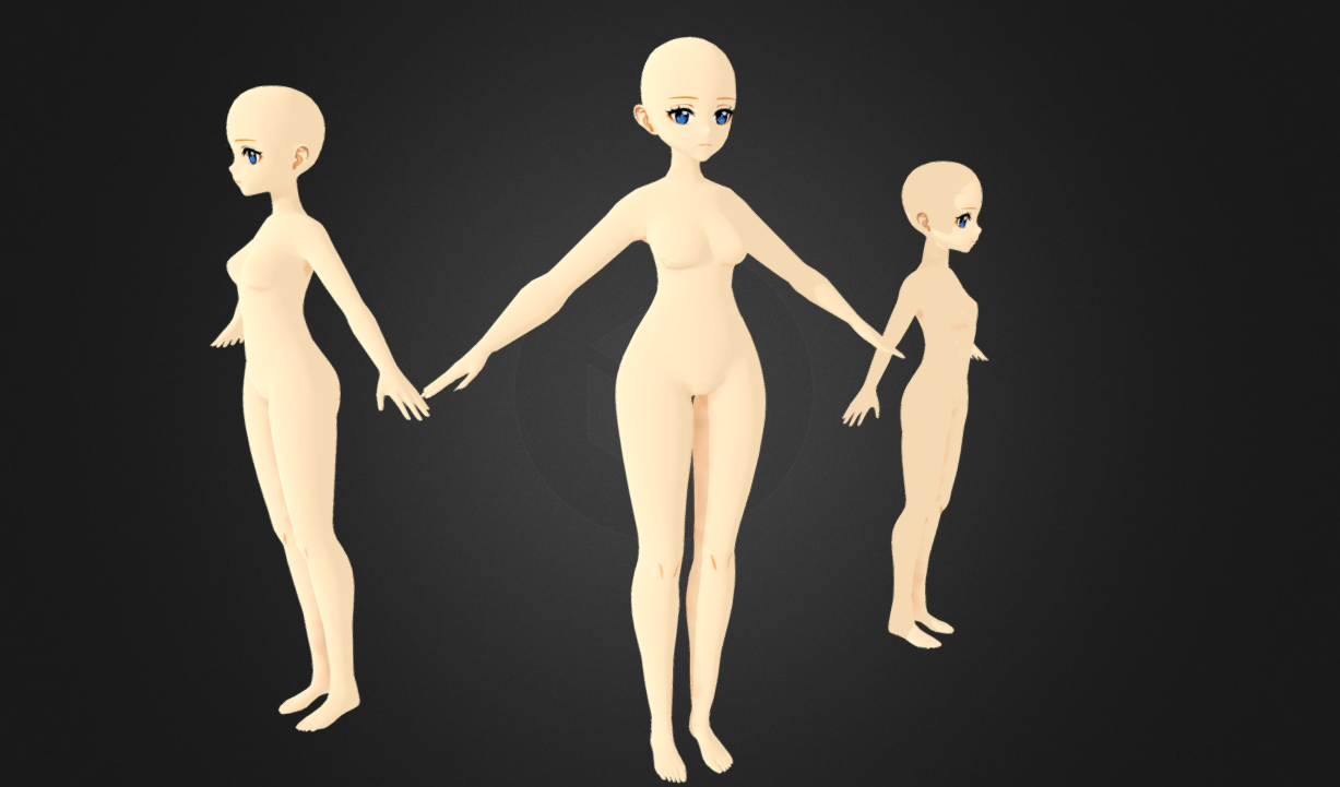 Genshin Style Anime Female Base Mesh For Blender 3d model