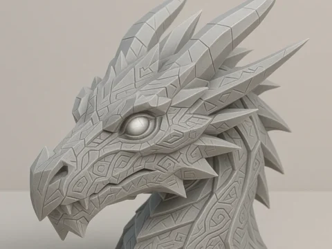 Low Poly Dragon Head w/ Pattern 3d model