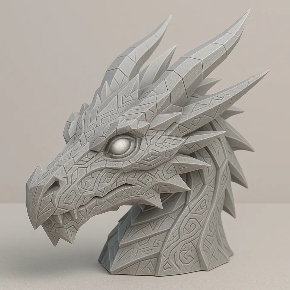 Low Poly Dragon Head w/ Pattern 3d model