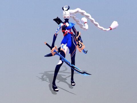 MMO RPG female 3d model