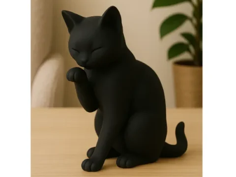 Modern Black Cat Figurine Art 3d model