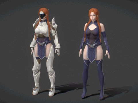Scifi Girl with body suit and armor 3d model