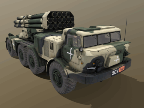 Ukrainian BM-27 Uragan 3d model